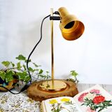 Adjustable lamp in gilded metal wooden base