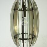 Lustre italien du milieu du siècle en verre fumé et épais transparent par Veca. Italie années 1960