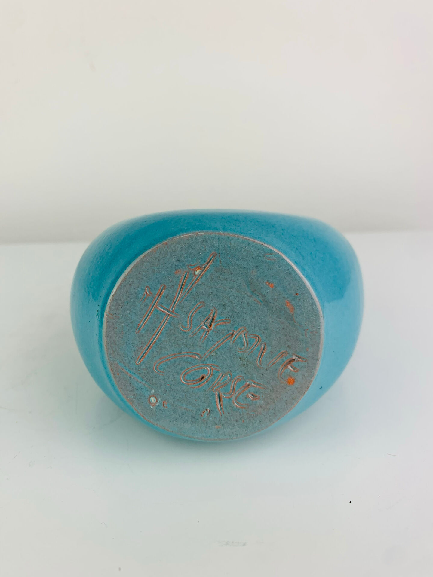Blue sea ceramic vase signed Sagone Corsica