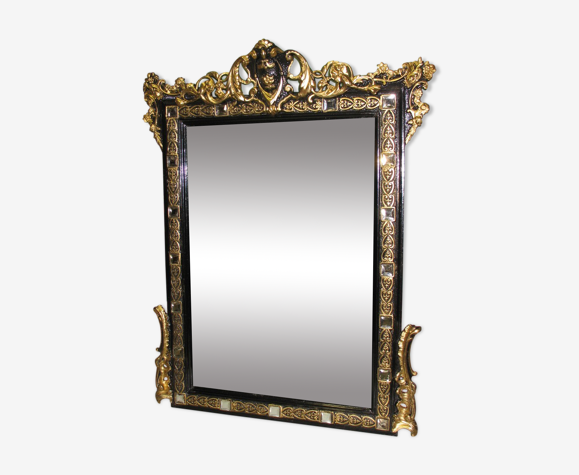 Miroir Napoléon III noir et doré XIXe 115x86cm | Selency