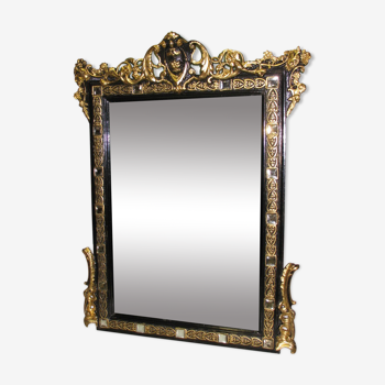 Napoleon III black and gold mirror 19th 115x86cm