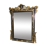 Miroir Napoléon III noir et doré XIXe 115x86cm
