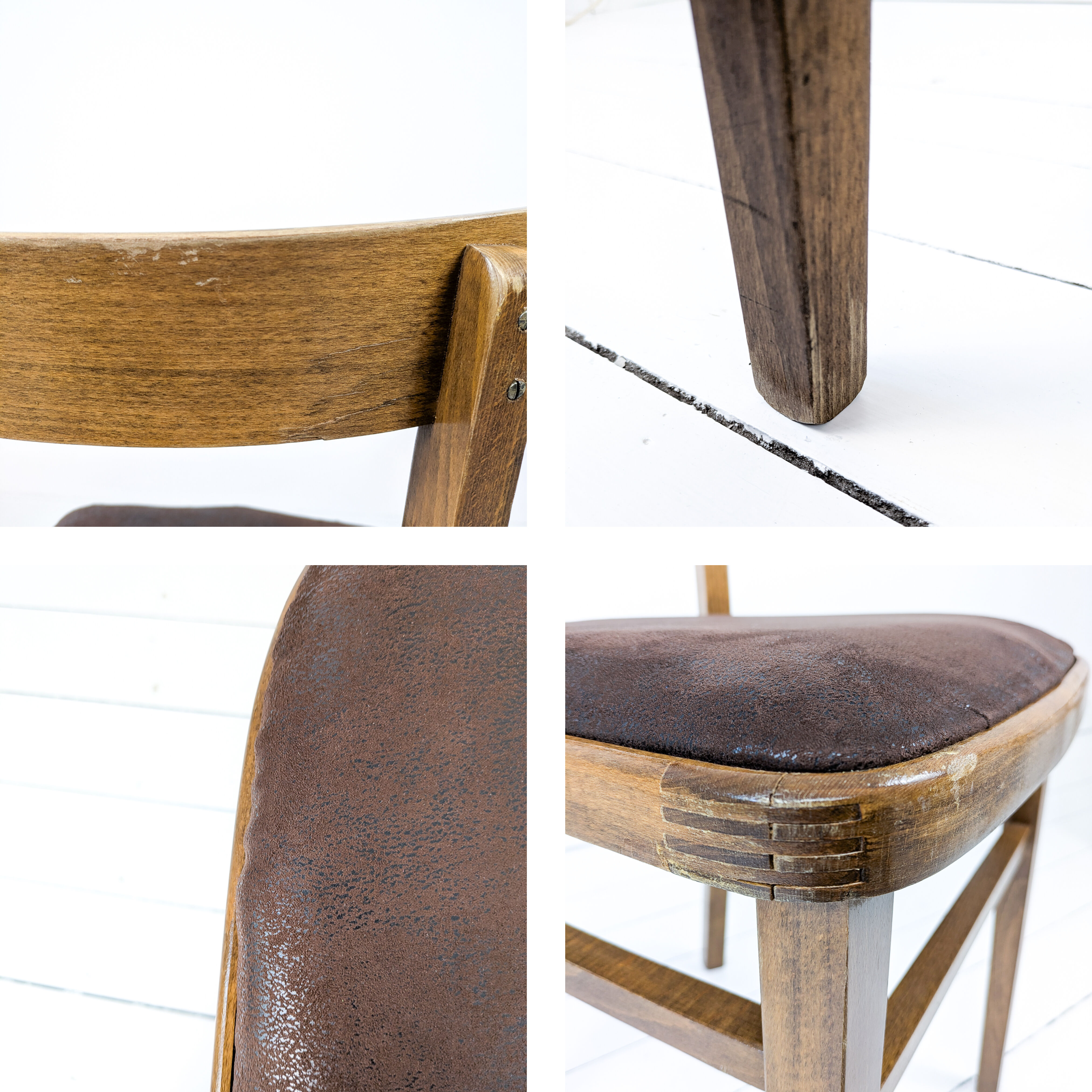 15 chaises Frankfurter vintage, bois foncé, assise rembourrée