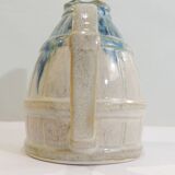 Vintage beige and blue glazed ceramic pitcher – Rustic handcrafted jug