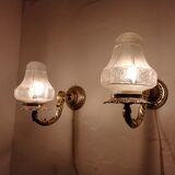 Brass and glass "art deco" wall light 1940