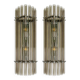 Contemporary Modern Smoked-Fumè Glass Pipes Wall Sconces-Set of Two
