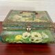 Old and large lithographed sheet metal box Japanese decoration