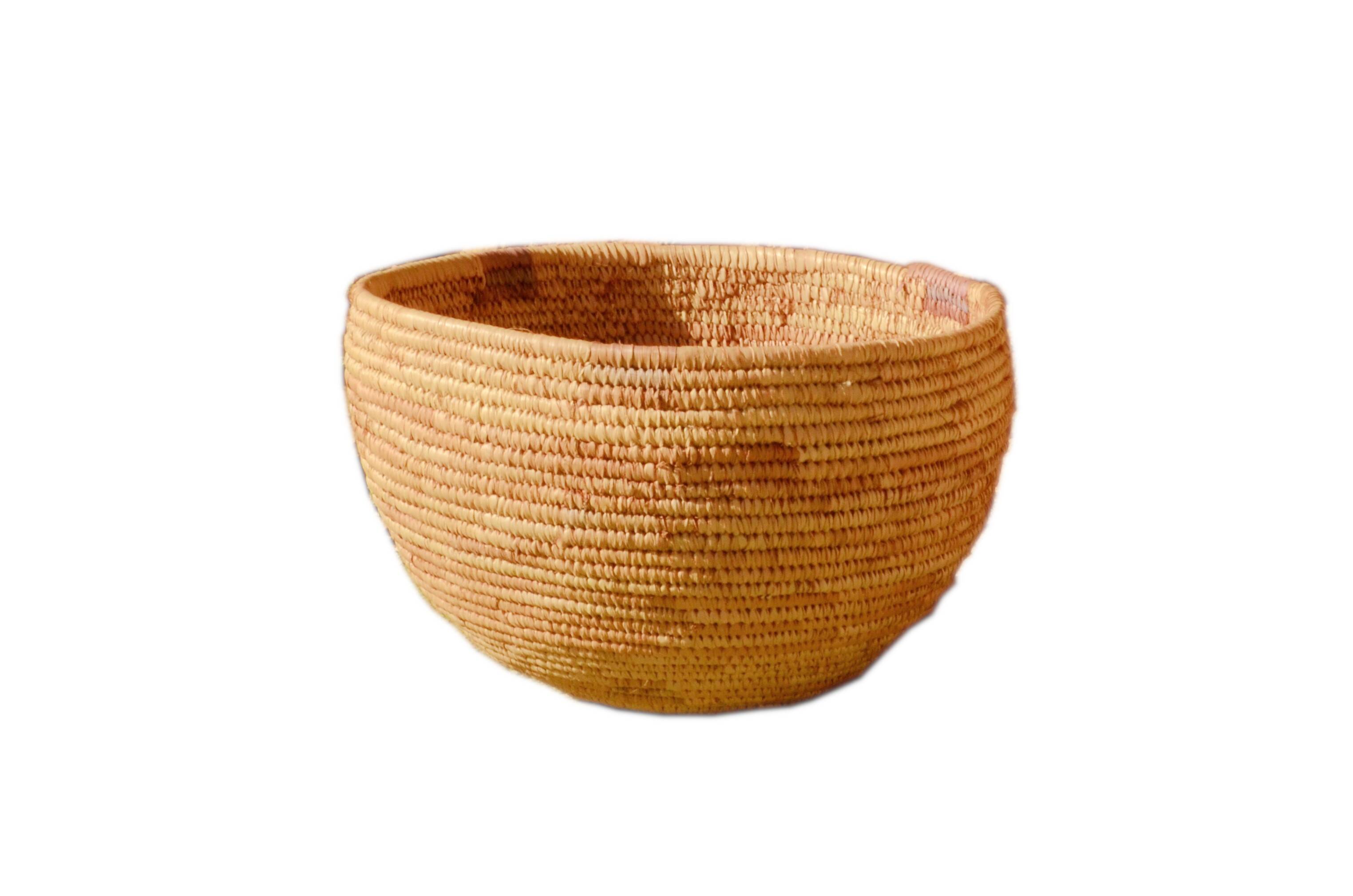 Handwoven basket made from rattan leaves, West Africa, 25x16cm