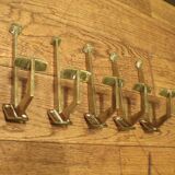 set of 5 1930 brass coat hooks