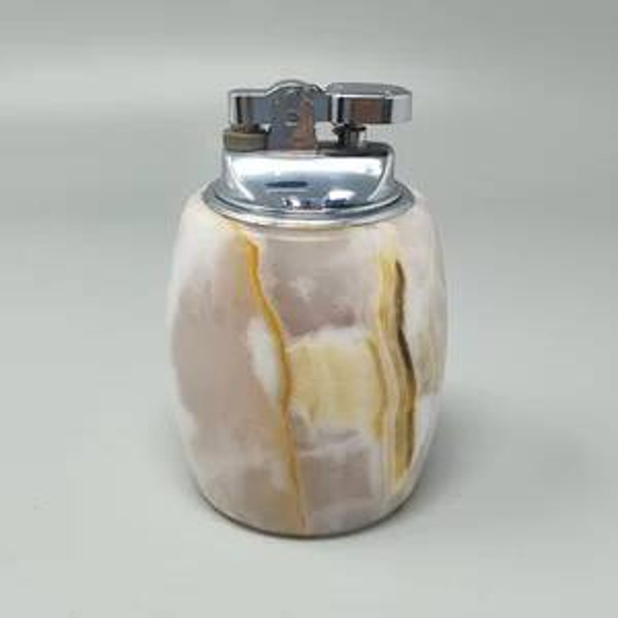 1960s mid-century modern Italian onyx smoking set with table lighter & ashtray