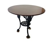 Table bistrot ronde française vintage avec cadre en fonte