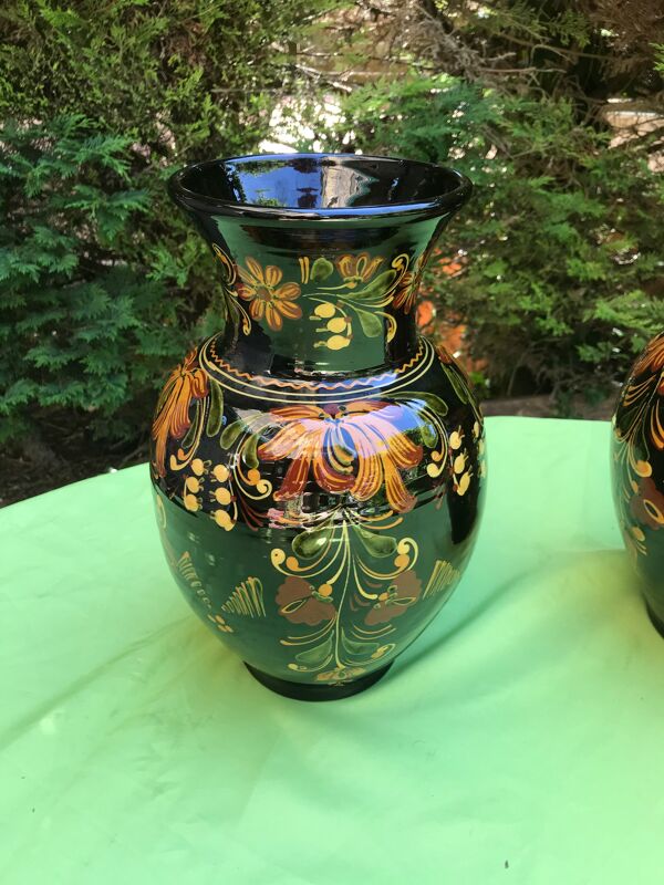 Paire de vases vintage en grès de Savoie