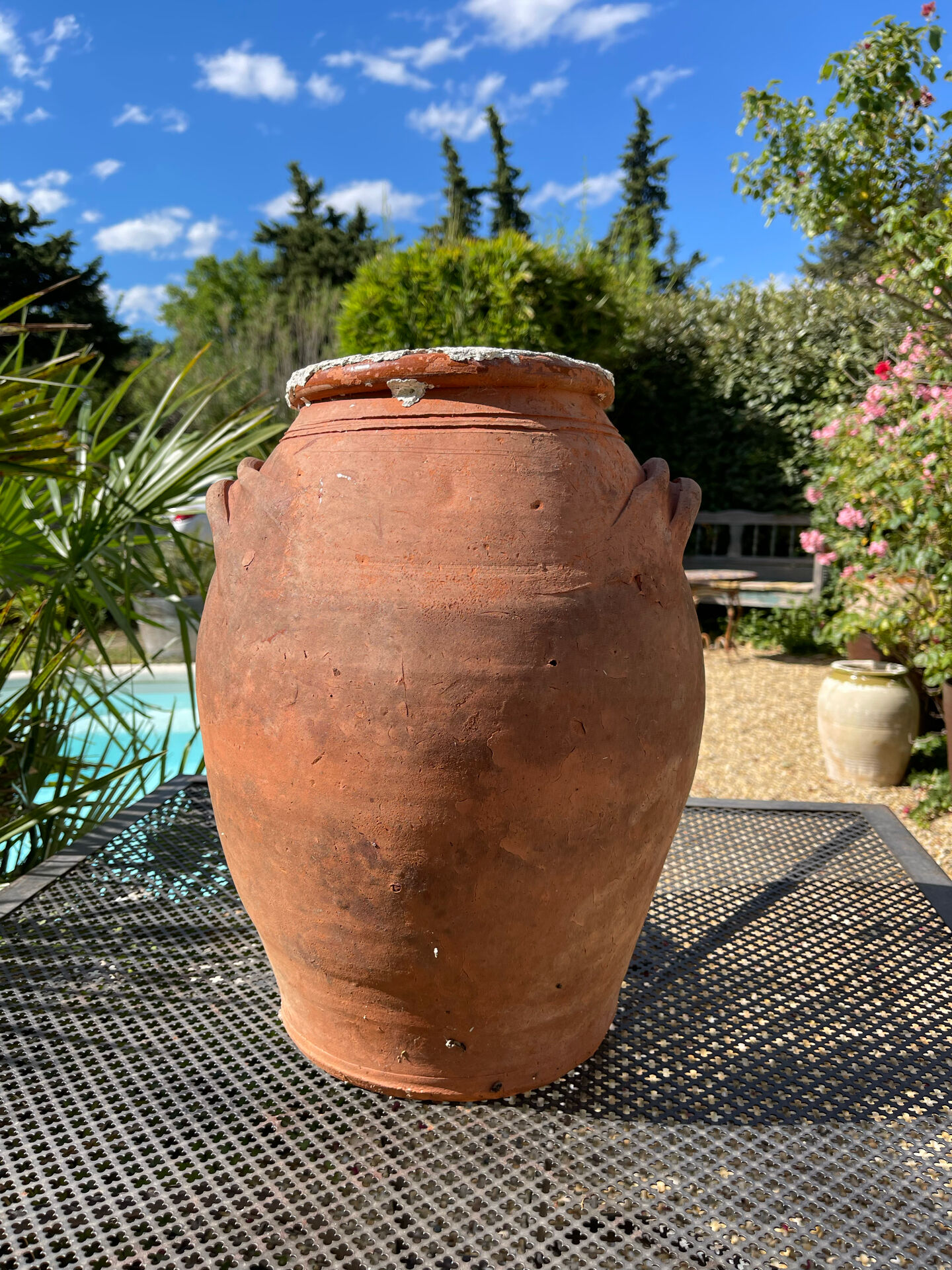 Ancient terracotta pottery jar