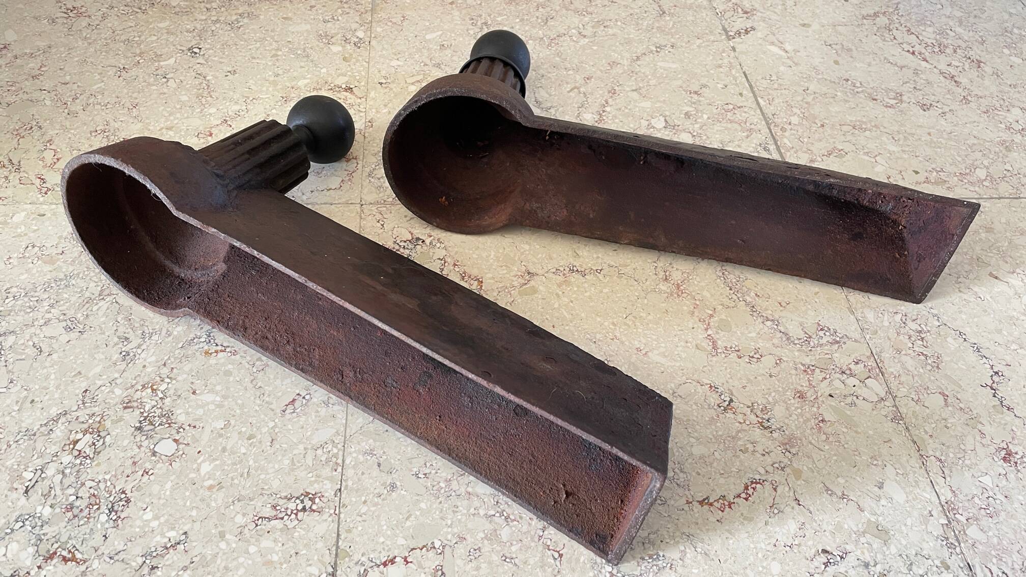Pair of old vintage steel andirons