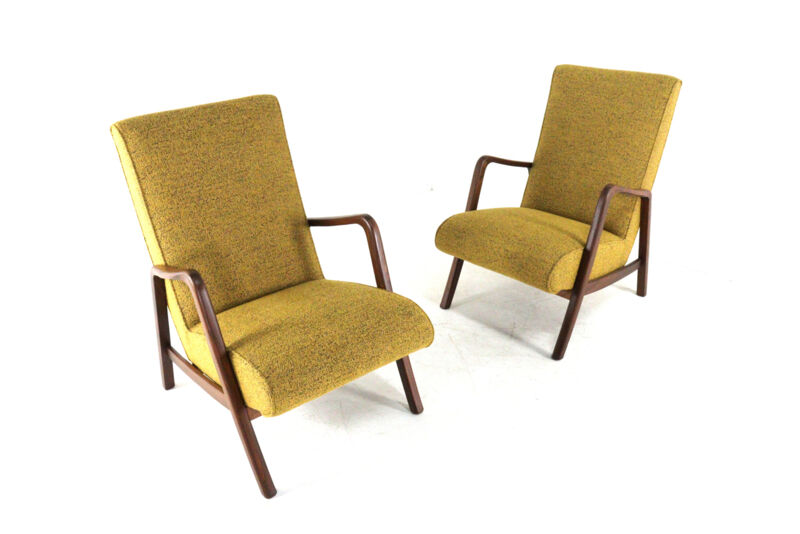 Knicos armchair in teak with yellow upholstery - very rare dutch design