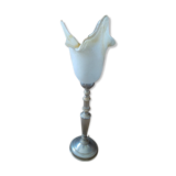 Lampe chevet salon métal tulipe pâte verre ancien vintage