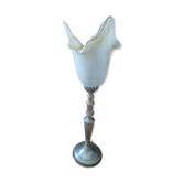 Lampe chevet salon métal tulipe pâte verre ancien vintage