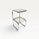 Vintage 1970s side table in chrome metal and smoked glass.