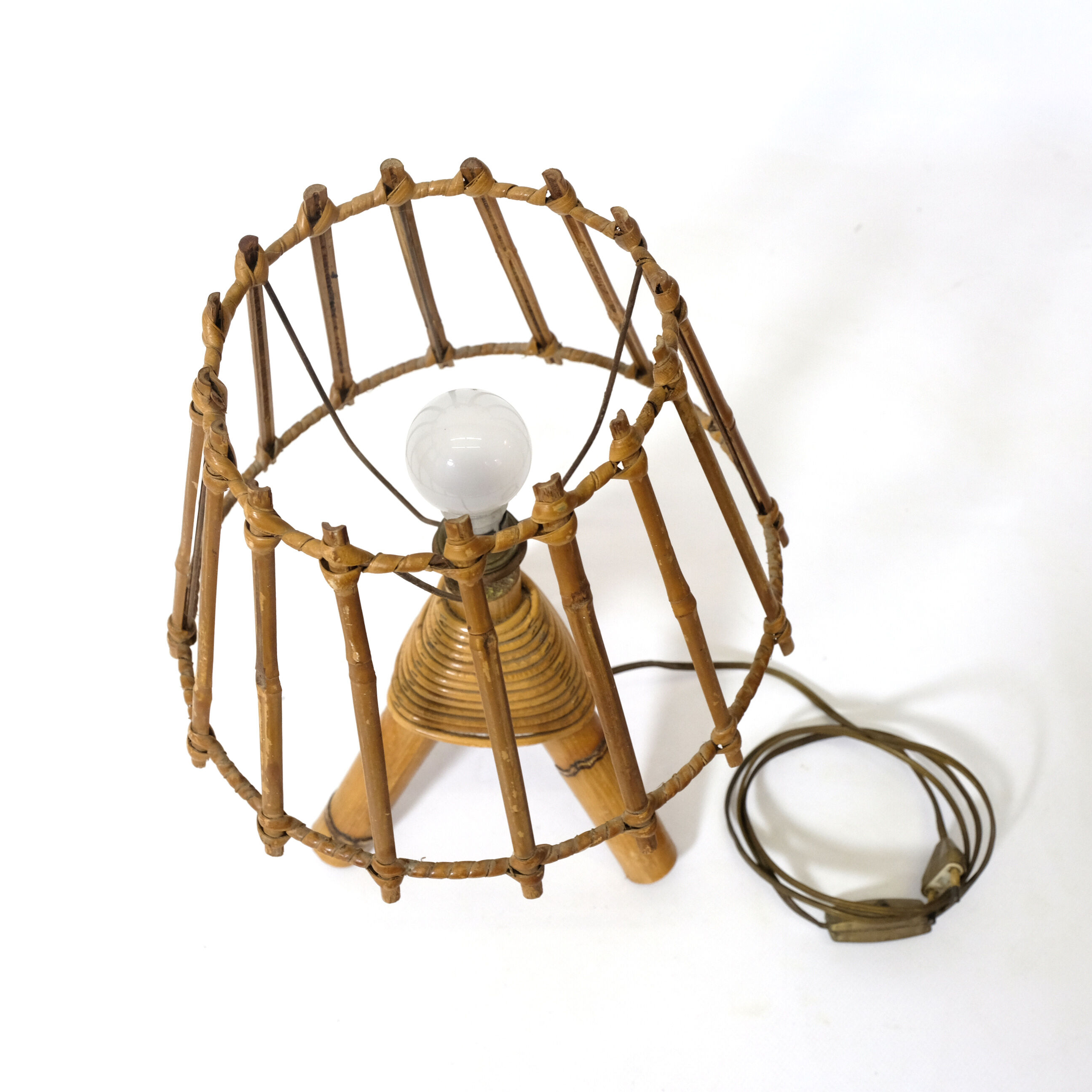 Rattan bedside lamp from the 60/70