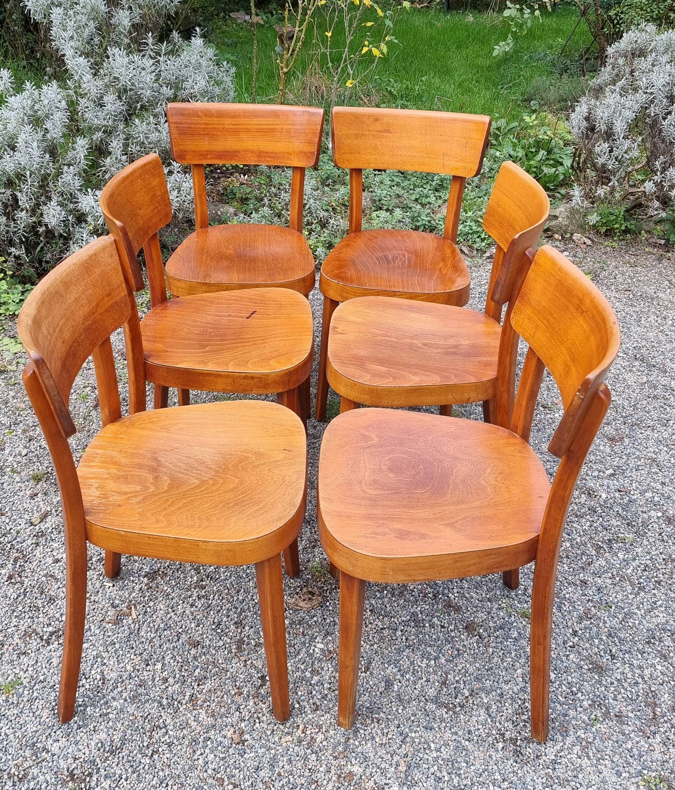 6 "classic" bistro chairs from Horgen-Glarus (Switzerland) 1950s