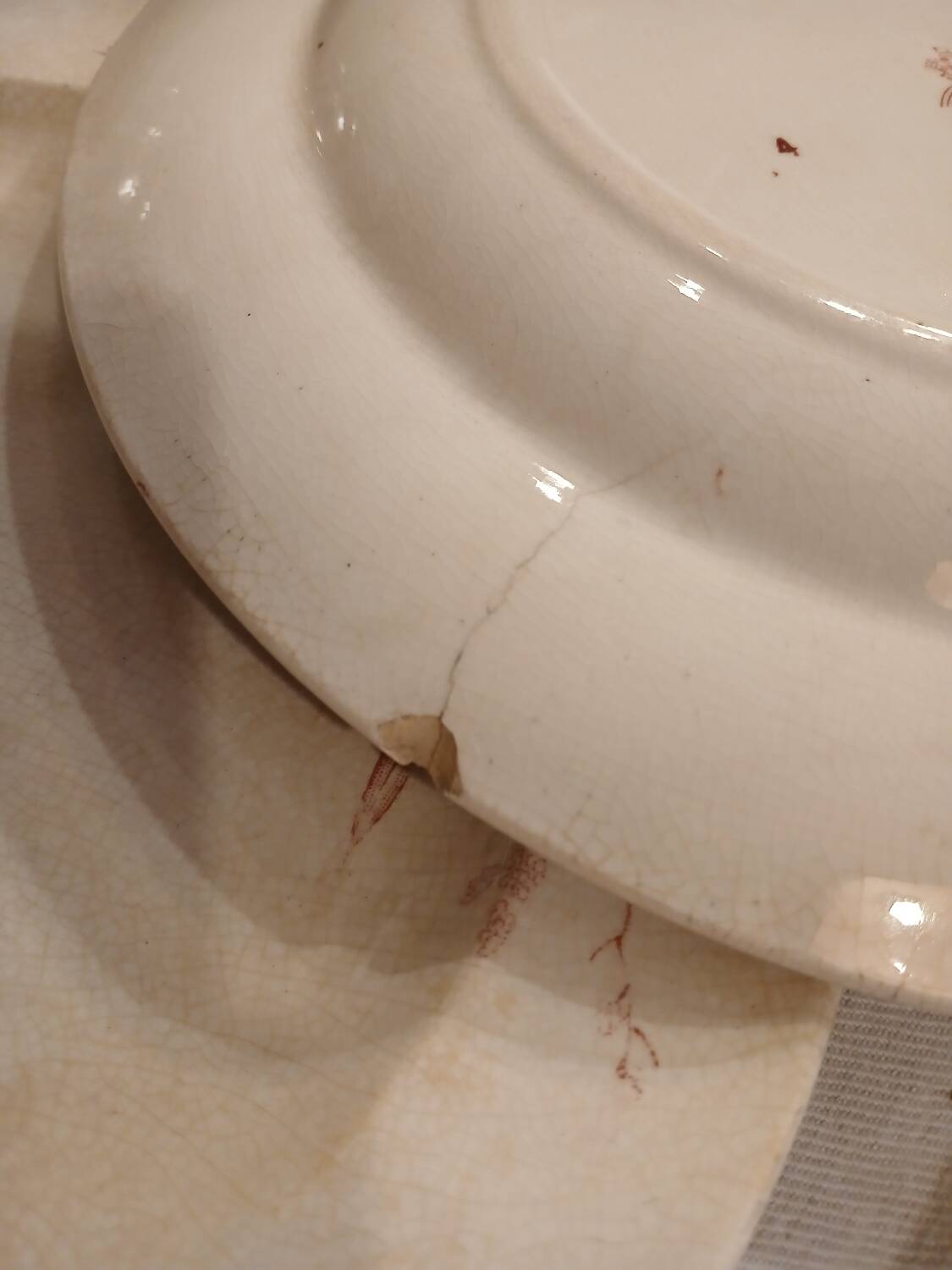 10 antique ironstone dinner plates