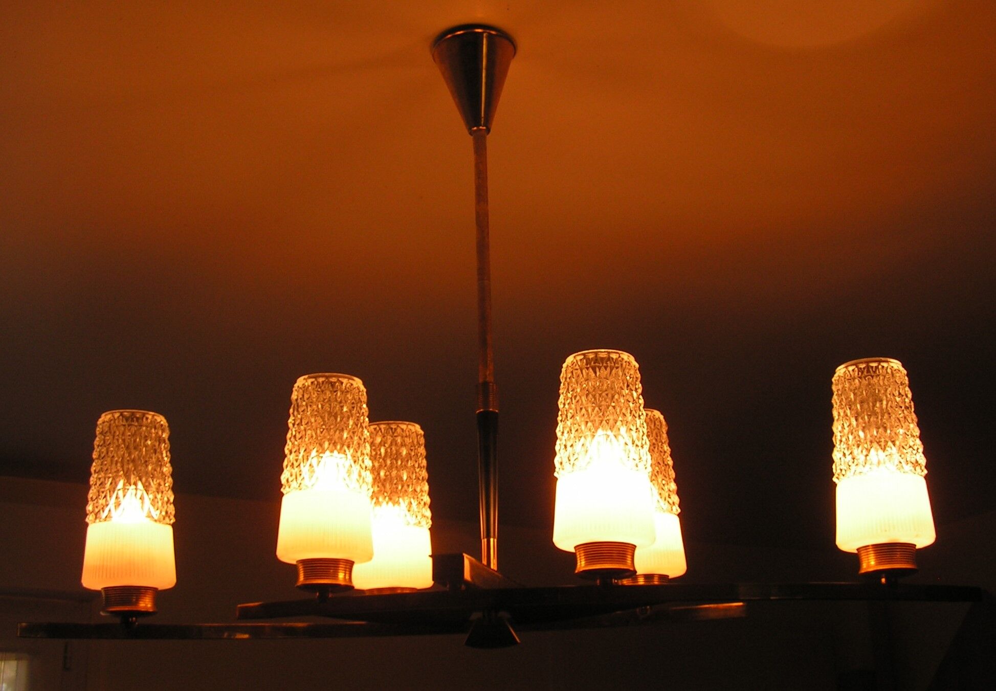 Chandelier glass metal and brass globe golden 6 lights 50-60
