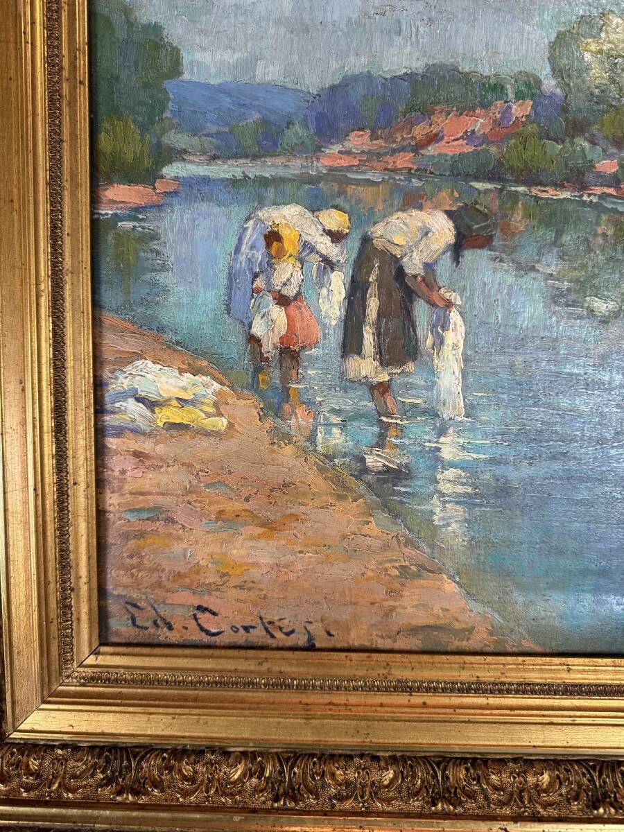 Édouard Cortes, (1882-1969), “Washerwomen”, oil on canvas