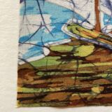 Set of 3 paintings on fabric, origin Brazil