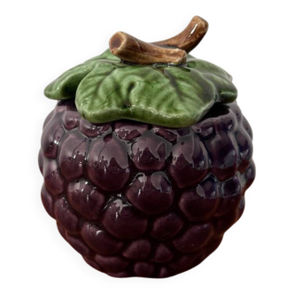 Small jam pot in blackcurrant grape slipware – Antique ceramic