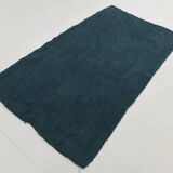 4x8 Deep Blue Decorative Turkish Kilim Rug, 128x235 Cm