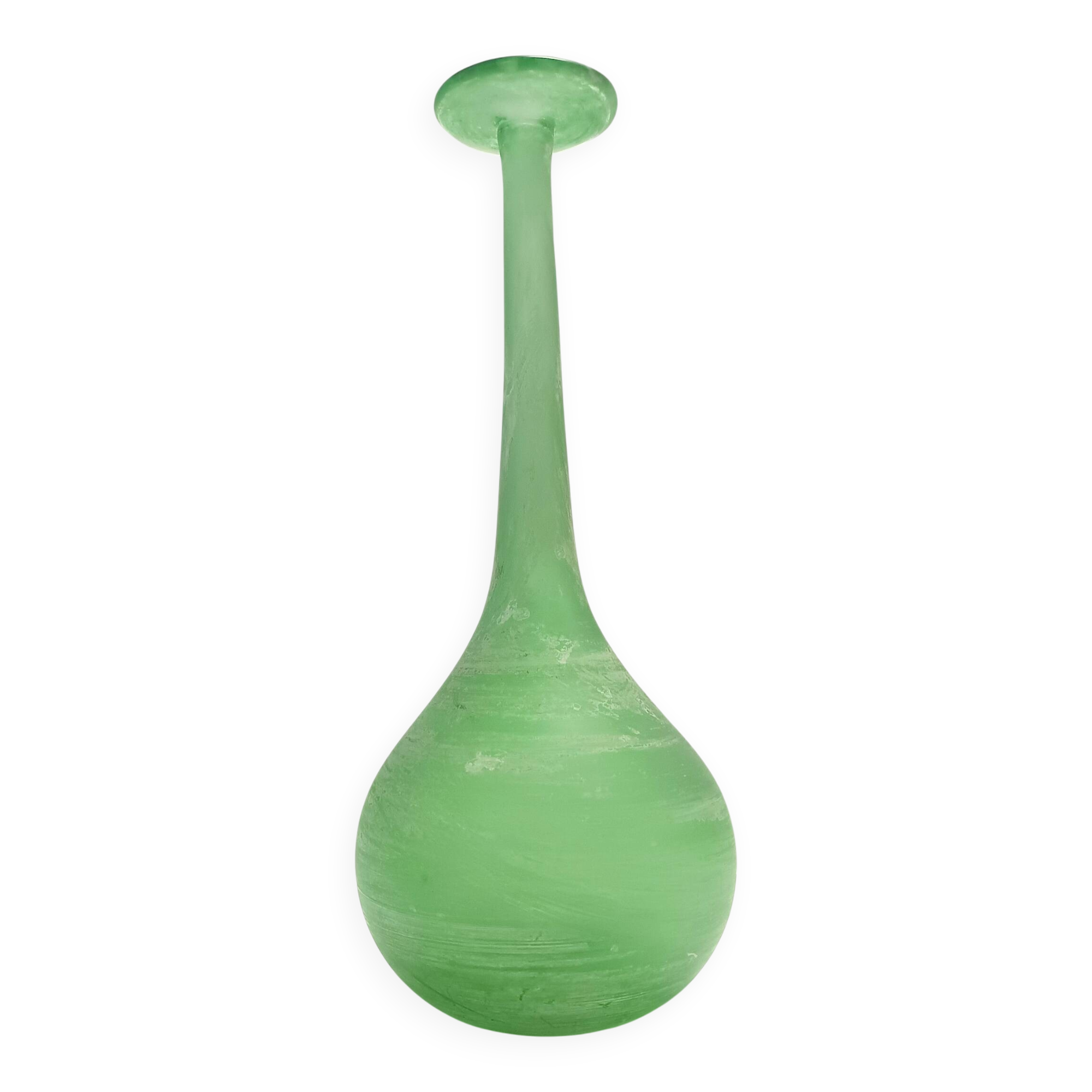 Green Blown Scavo Glass Tulip attr. to Cenedese, Italy