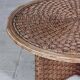 Round coffee table in braided cord and rattan, 1970.