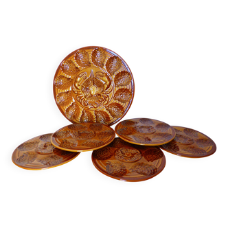 5 assiettes et plateau à huitres ou coquillages de Sarreguemines 2106161