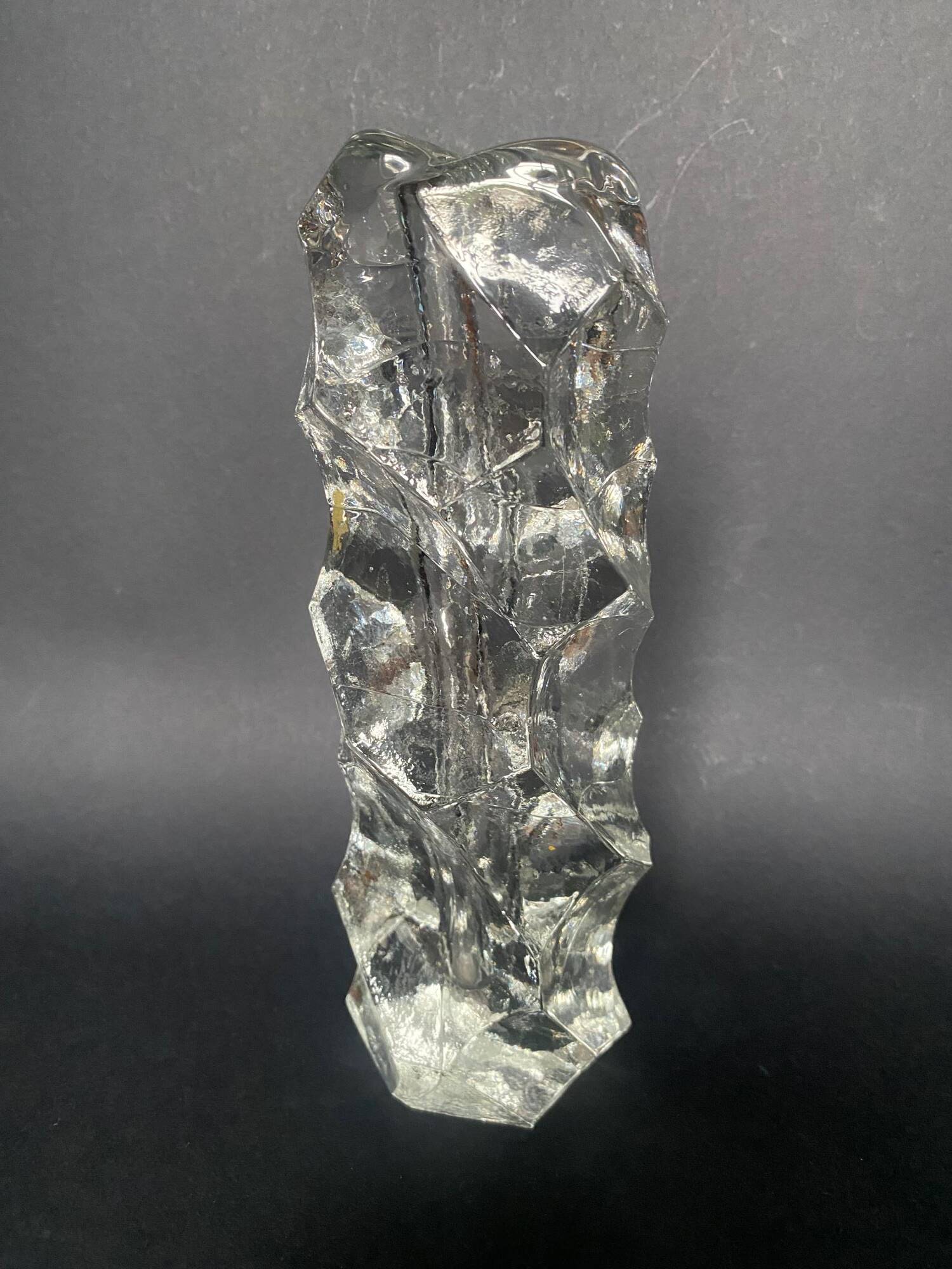 Vintage frosted glass vase from the 1970s