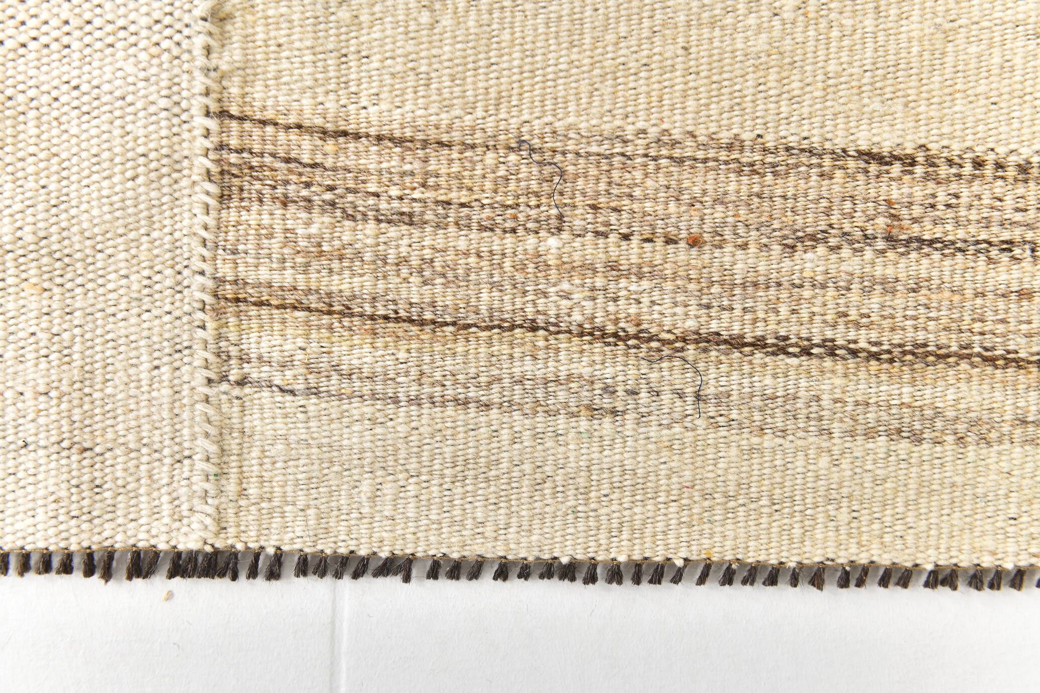 9x11 Brown & Cream Kilim Rug, 262x338Cm