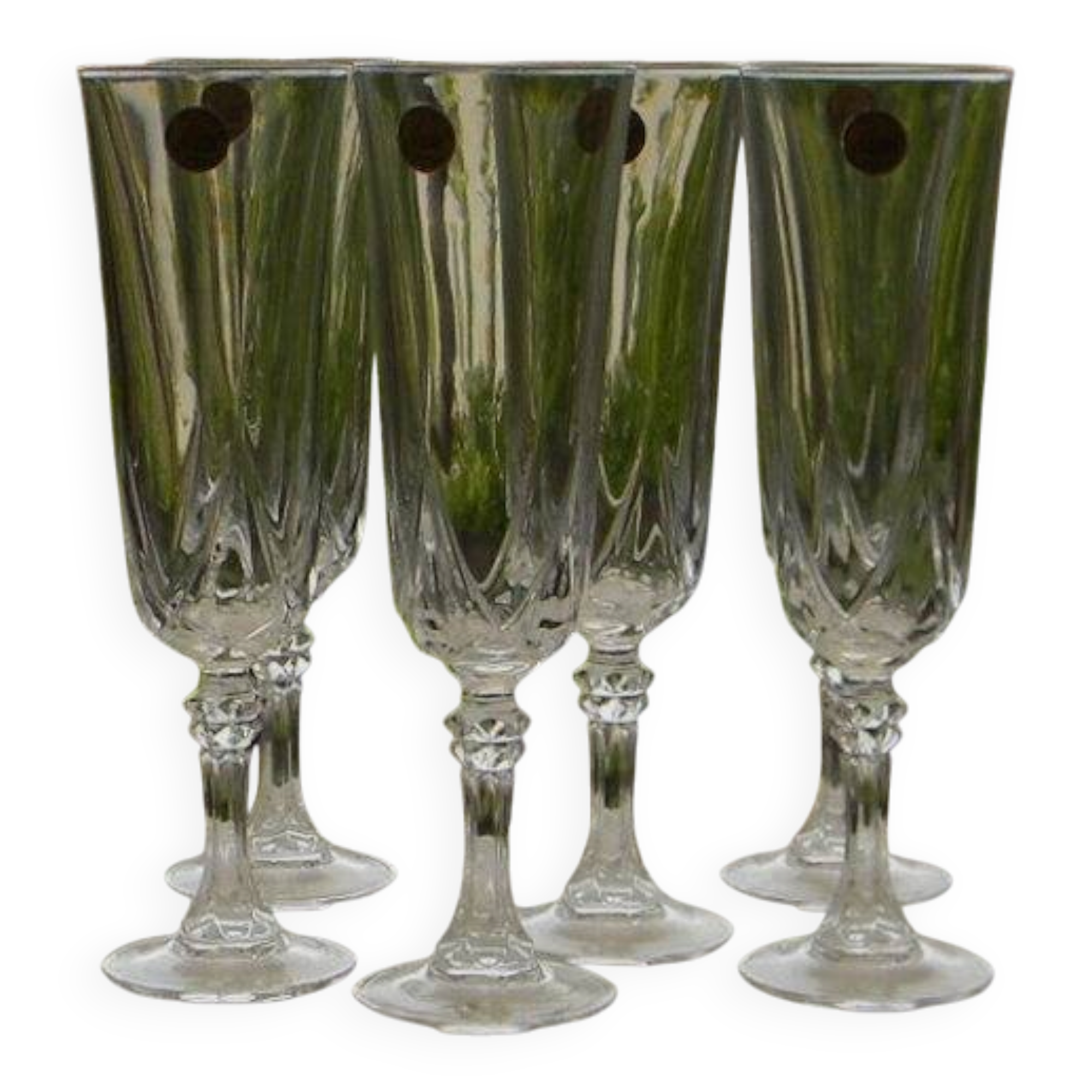 6 crystal champagne flutes from ARQUES. AUTEUIL model.