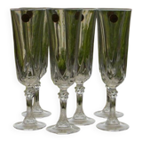 6 crystal champagne flutes from ARQUES. AUTEUIL model.