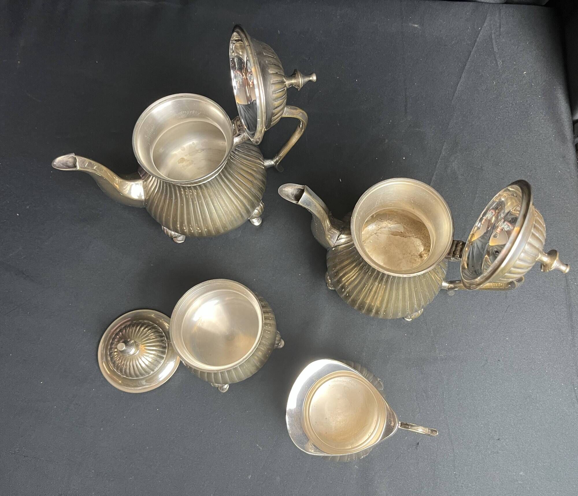 Tableware, part of a silver-plated English coffee service from the 20th century.