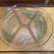 Ancient mendiant plate luminarc design arum lily moulded glass floral decor