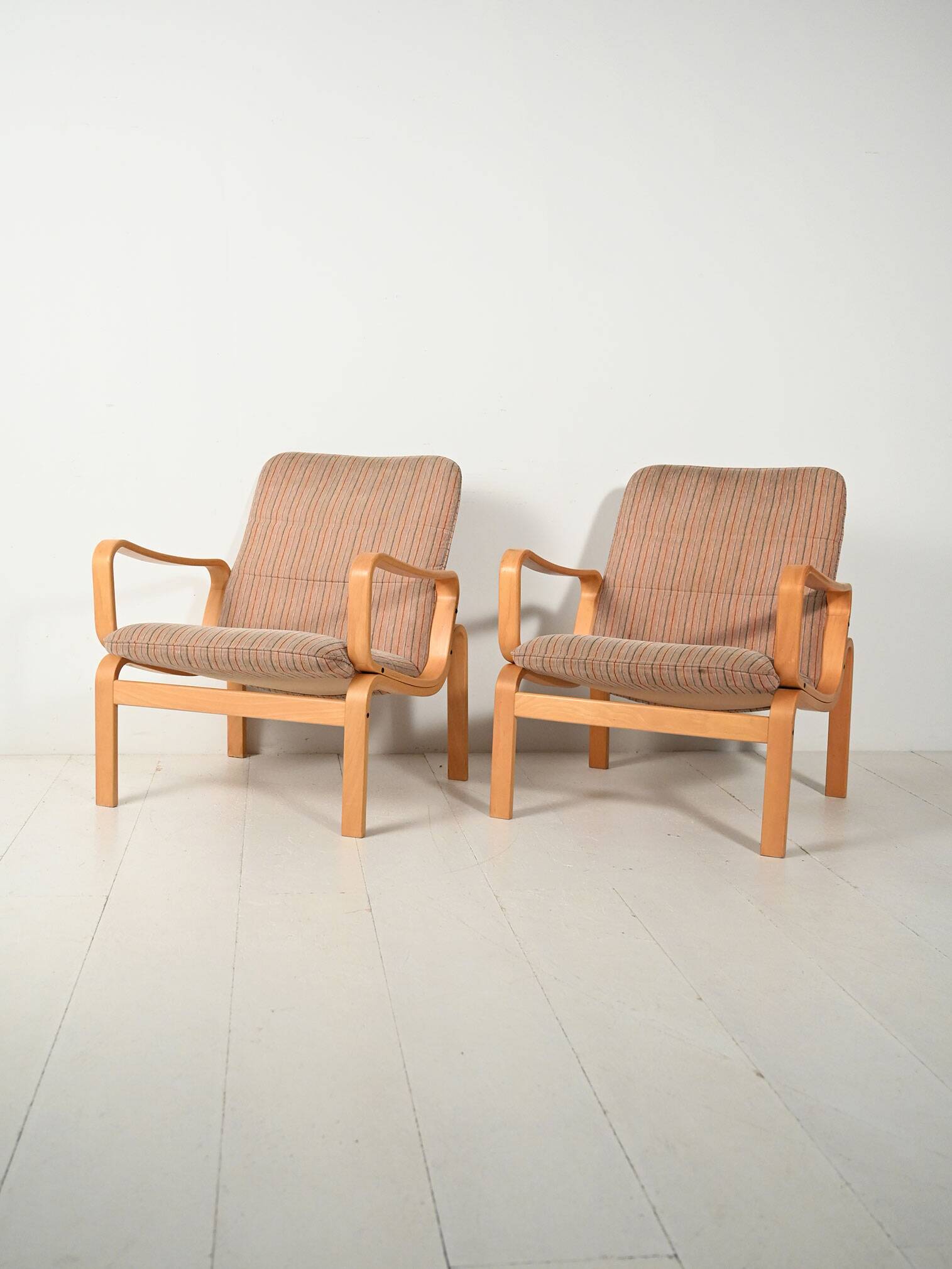 Pair of Swedish Ire Möbler bent beech armchairs, 1960s
