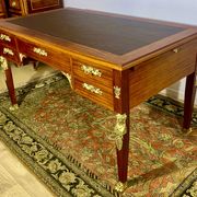 Empire style desk return from egypt double sided in mahogany and gilded bronzes year 1900