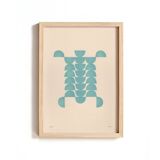 Abstract painting on B280 petrol blue paper signed Eawy