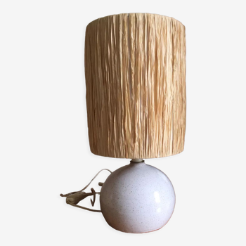 Lampe à poser céramique et rafia