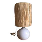 Lampe à poser céramique et rafia
