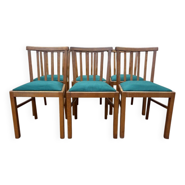 Série de 6 chaises années 50 en hêtre
