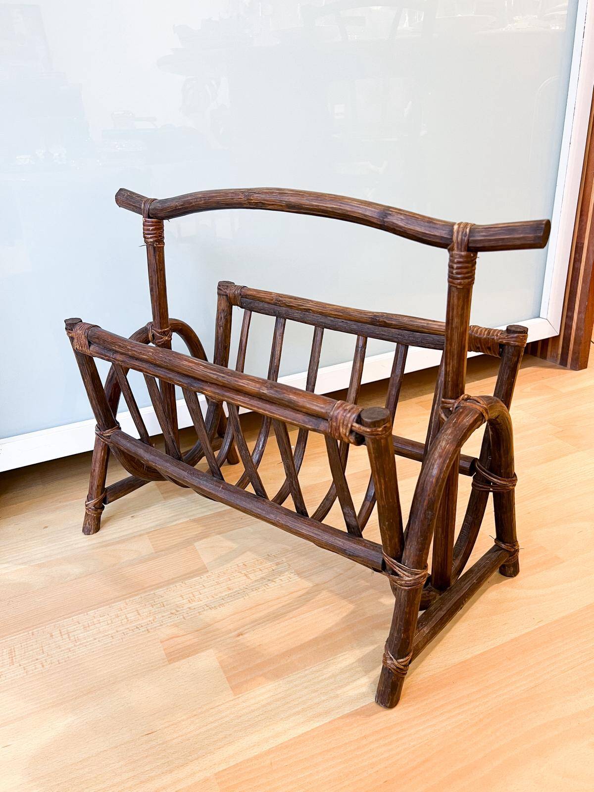 Rattan magazine rack