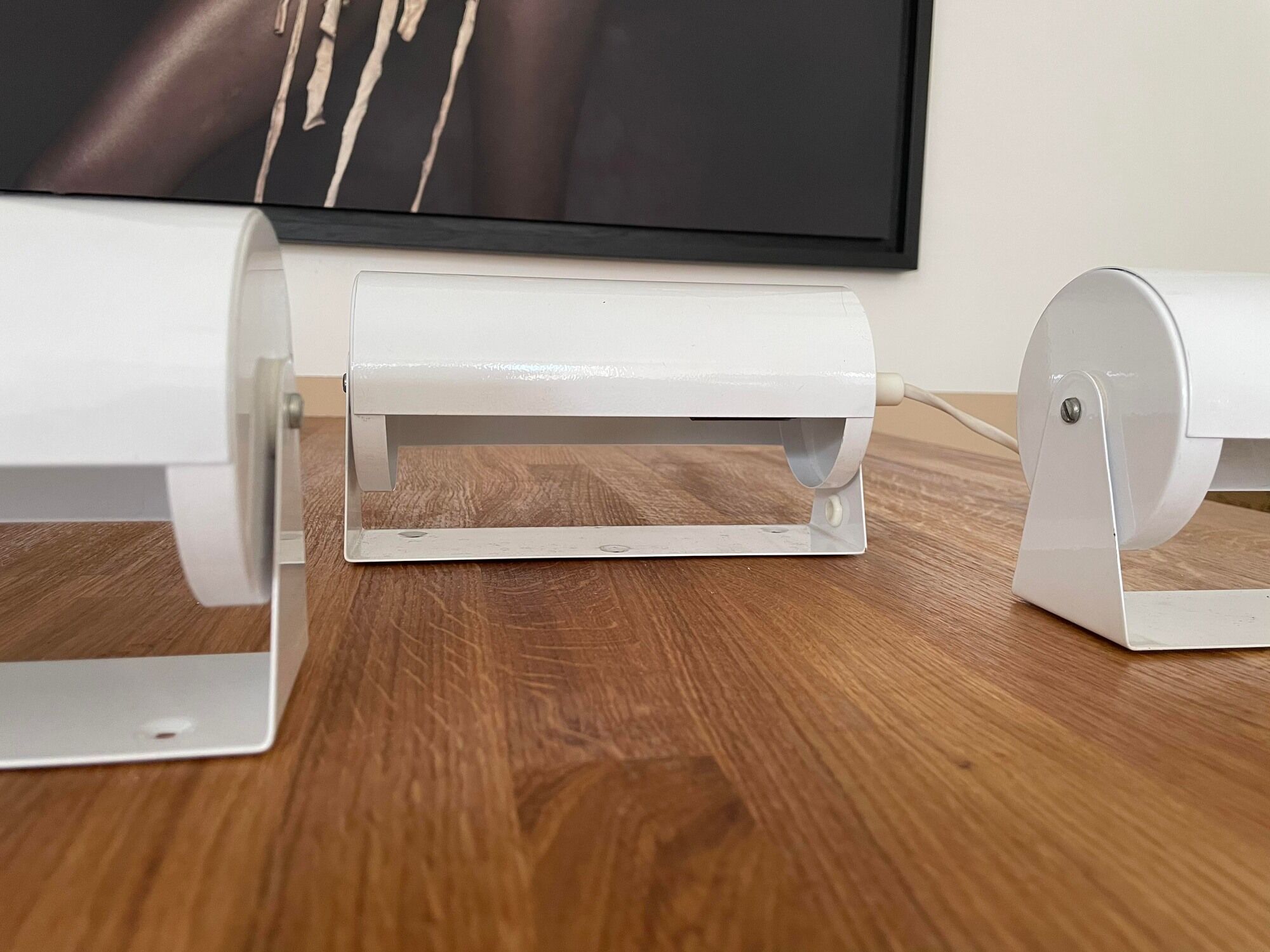Set de 3 appliques vintage orientable métal laqué blanc, IKEA 1980