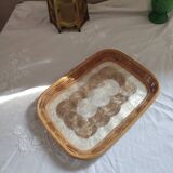 Rectangular Capiz Shell mother-of-pearl and wicker tray