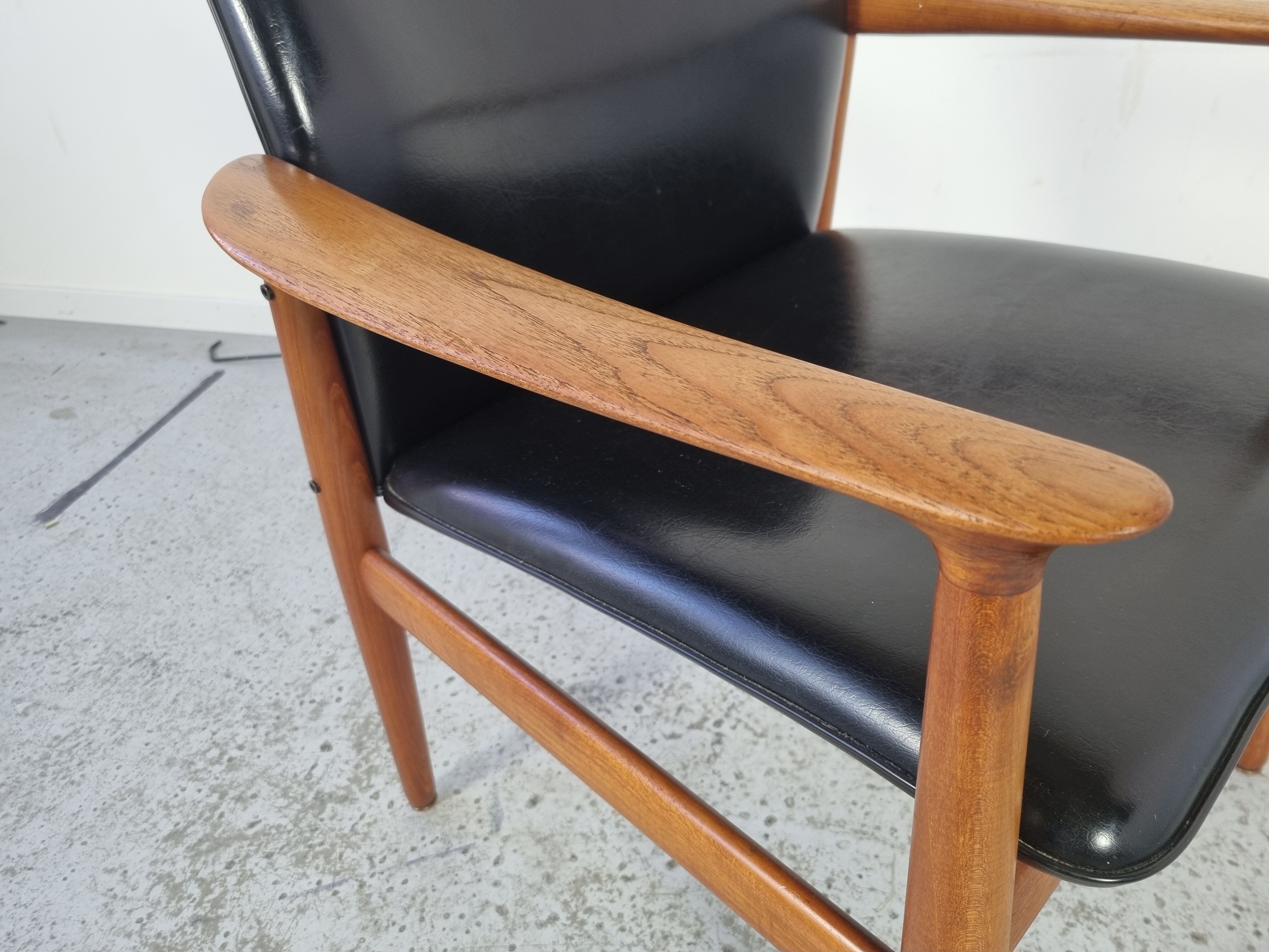 Teak and Skai office chair from Grete Jalk for Glostrup, 60s