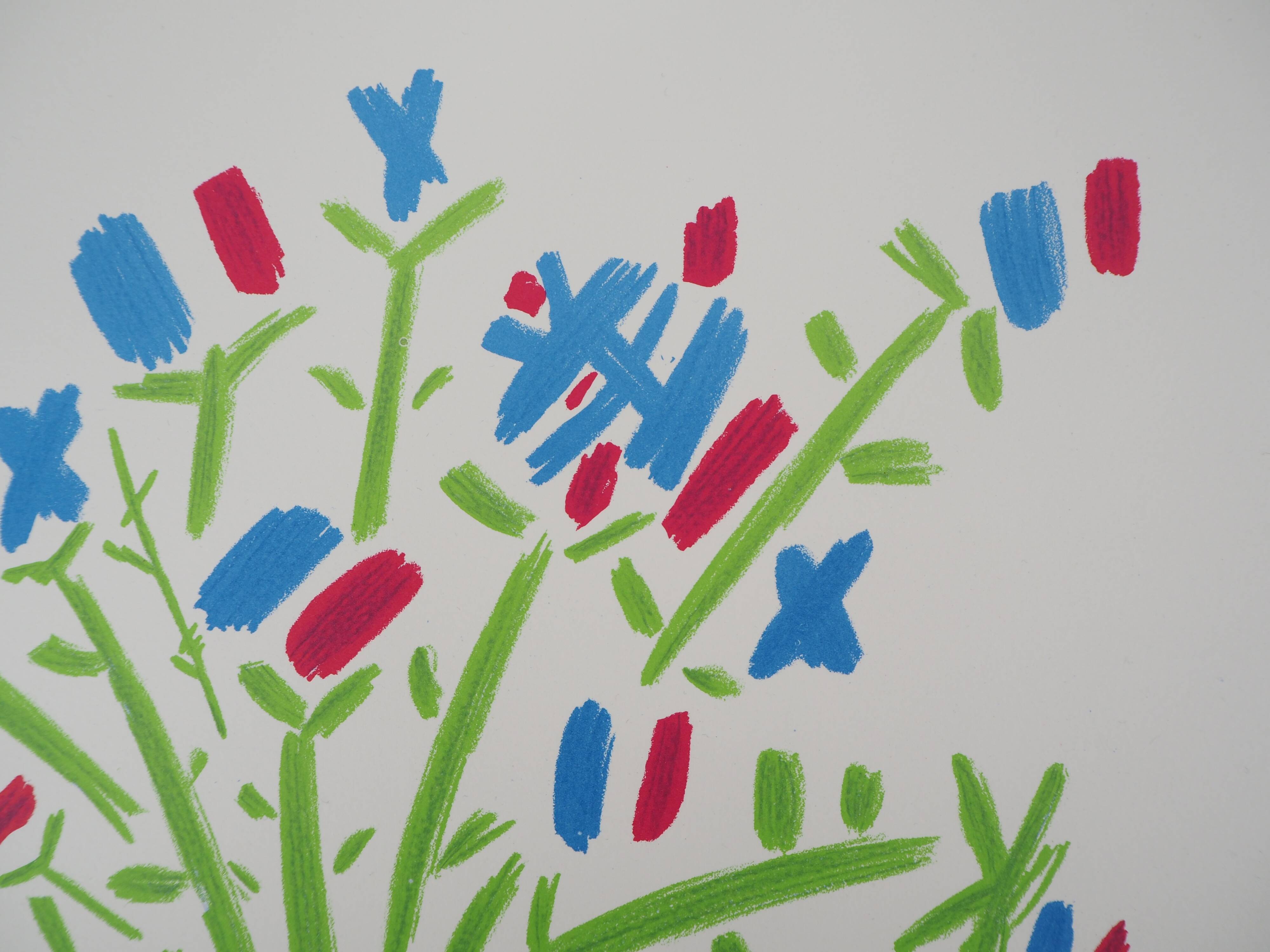 Pablo PICASSO: The blue, white, red bouquet - Signed lithograph